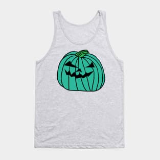 Big Cyan Halloween Horror Pumpkin Tank Top